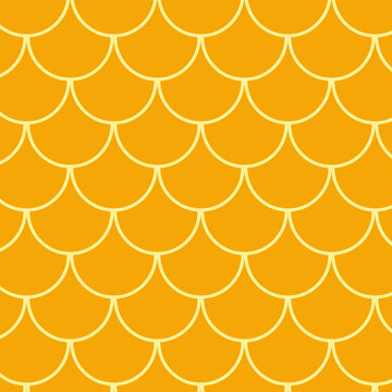 Girl mermaid  pattern. Yellow and orange fish skin backdrop. Tillable background for girl fabric, textile design, wrapping paper, swimwear or wallpaper. Girl with fish scale underwater.