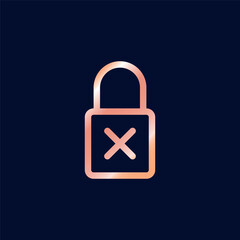 Rose Gold Color Padlock Line Art Icon Vector Template