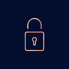 Rose Gold Color Padlock Line Art Icon Vector Template