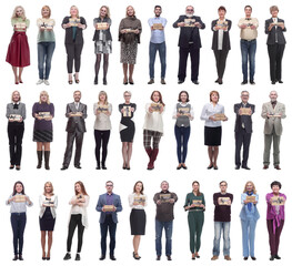 Obraz premium group of happy people with gifts in their hands isolated