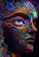 The Vibrant and Psychoactive Colors of a Hallucinatory Eye. Generative ai