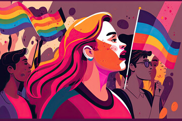Young Woman Activist In lgbt Demonstrations Of Diversity