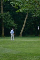 Person playing golf on the grass