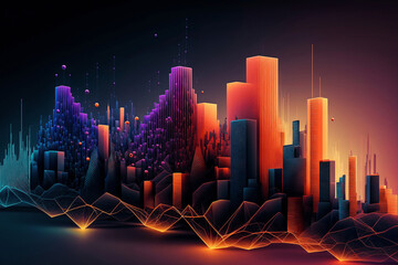 Neon cityscape background 