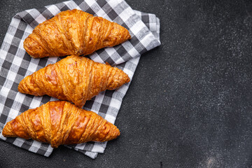 croissant fresh pastries meal food snack on the table copy space food background rustic top view