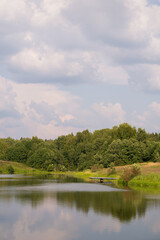 Lake in woods in summer