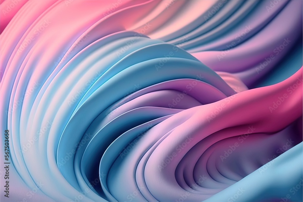 Poster an abstract background with wavy lines in pink, blue, and pink colors, with a white border at the bo