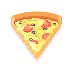Slice of Pizza vector cartoon style Illustration. Pizza isolated icon.