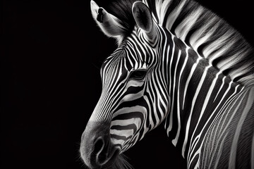 Fototapeta na wymiar Close up high contract illustration of a zebra