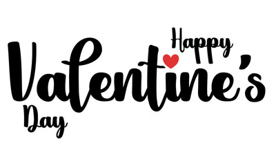 Happy Valentine's Day text vector with a read Heart
