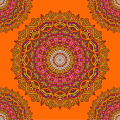 Colorful mandala, Vintage decorative elements. Oriental pattern, vector Pro Vector