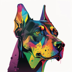 portrait of a dog doberman color illustration