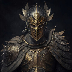 medieval warrior with gold armor