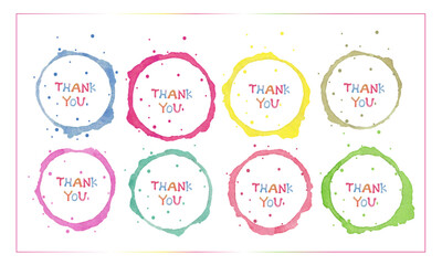 Circle message icon, text, isolated thank you bubble text watercolor