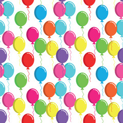 Colorful balloons flying - seamless pattern. Happy birthday party