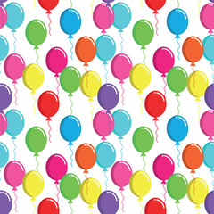 Colorful balloons flying - seamless pattern. Happy birthday party