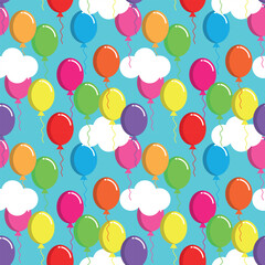 Colorful balloons flying - seamless pattern. Happy birthday party
