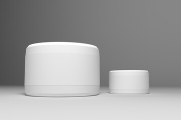 Minimal cylinder stand podium. Scene to show cosmetic product, Showcase. mockup for natural cosmetics, bio cosmetics, cream with packaging, box. Cosmetic container mockup. 3d stage. 