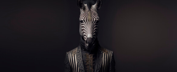 Zebra dressed in a formal business suit. anthropomorphic businessman. Generative AI
