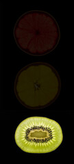 Traffic light made of fruit