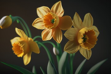 Naklejka na ściany i meble Daffodil. Illustration. Created with Generative AI