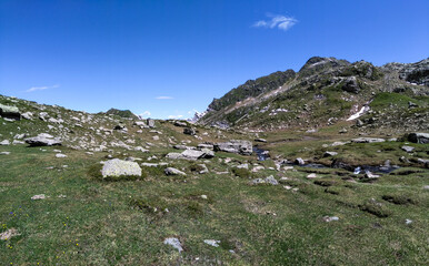 panoramic alpine landscape of the Campolungo region