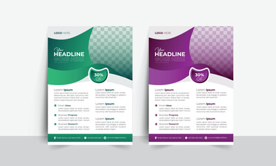 Corporate business flyer template design set with blue, marketing, business proposal, promotion, vector illustration template in A4 size	