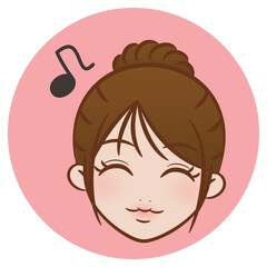 ブラッシュペンで描かれたイラスト / アップスタイルの女性 るんるん状態のアイコン