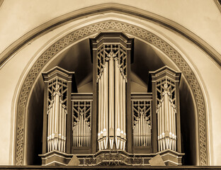 historic pipe organ - close up