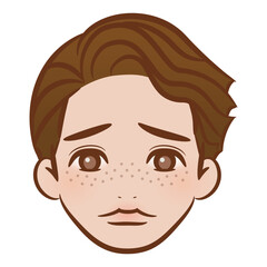 ブラッシュペンで描かれたイラスト / そばかすがある男性の顔