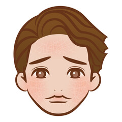 ブラッシュペンで描かれたイラスト / カサカサ肌の男性の顔