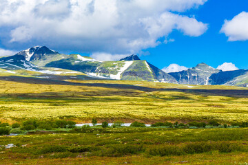 Fototapeta premium Beautiful mountain and landscape nature panorama Rondane National Park Norway.