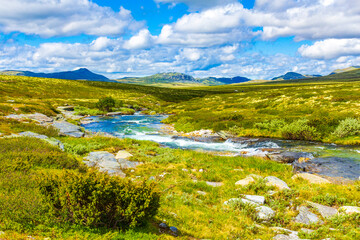 Beautiful mountain and landscape nature panorama Rondane National Park Norway.