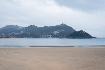 la concha beach in san sebastian a quiet winter morning