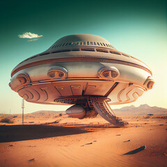 Fototapeta na wymiar ufo in the desert