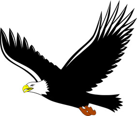 eagle in flight on line art style - vector
