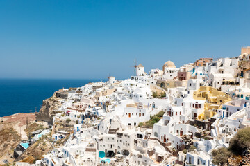 Santorini houses on hill