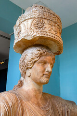 Caryatide of Eleusis, Greece, as exhibited in the modern Eleusis museum. This is a one of the...