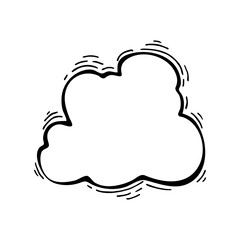 Cloud copy space line art. Empty speech bubble. Hand drawn vector sketch illustration.