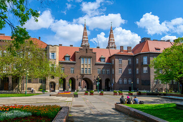 Szeged, Hungary. University of Dentistry named after Albert Szent-Gyorgyi next to Dom square and...