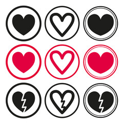 Heart heart collection, love symbol icon set illustrations, love symbol vector.