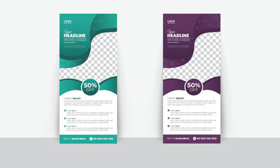 Corporate rollup or X banner design template advertisement, vector illustration, banner for your Corporate business, company, and restaurant with 2 color