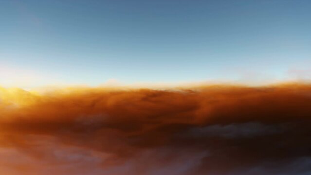 Strong winds at higher heights above the surface, 3d animation