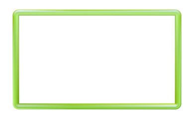 Green plastic frame, volumetric. Multi-colored edging for photos and presentations, design. Png