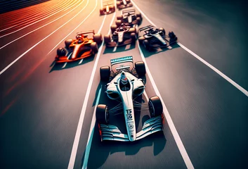 Schilderijen op glas Motor sport racing car on a track, speed and performance. Generative ai © ink drop