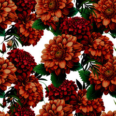 Dahlia seamless floral pattern. Vector stock illustration eps10.