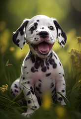 Dalmatian, happy puppy, Generative AI