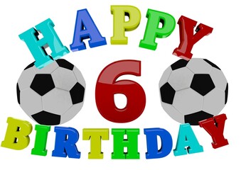 Obraz premium 3D Rendering Happy Birthday with Football and a number