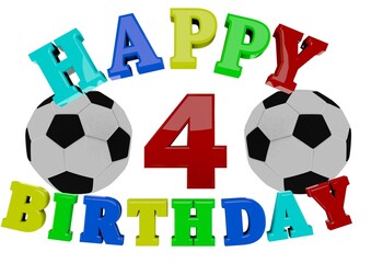 Obraz premium 3D Rendering Happy Birthday with Football and a number