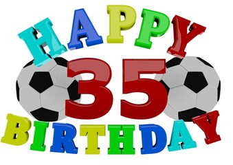 Obraz premium 3D Rendering Happy Birthday with Football and a number